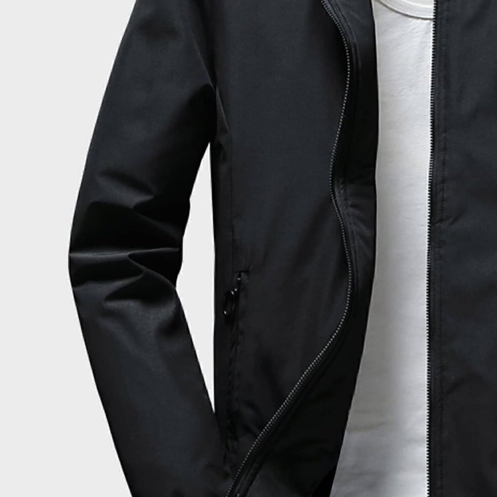 Black Casual  Men Letter Graphic Zip Up Bomber Jacket - Picture 3 of 4